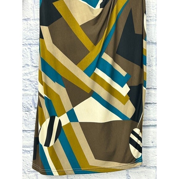Tahari Arthur S Levine Dress Womens Sz 2 Abstract Multi Color Gathered Waist T4 - Picture 8 of 12